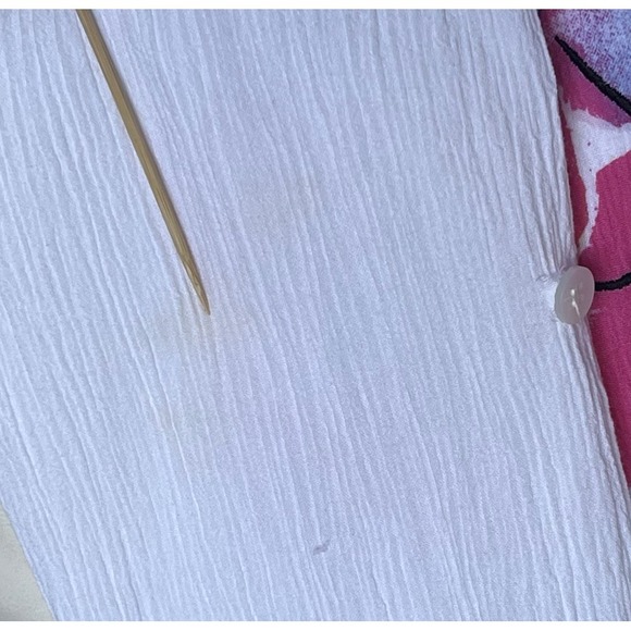 Drapers & Damons Womens Blouse L White Floral Crinkle Embroidery Beads See Notes - Picture 10 of 10